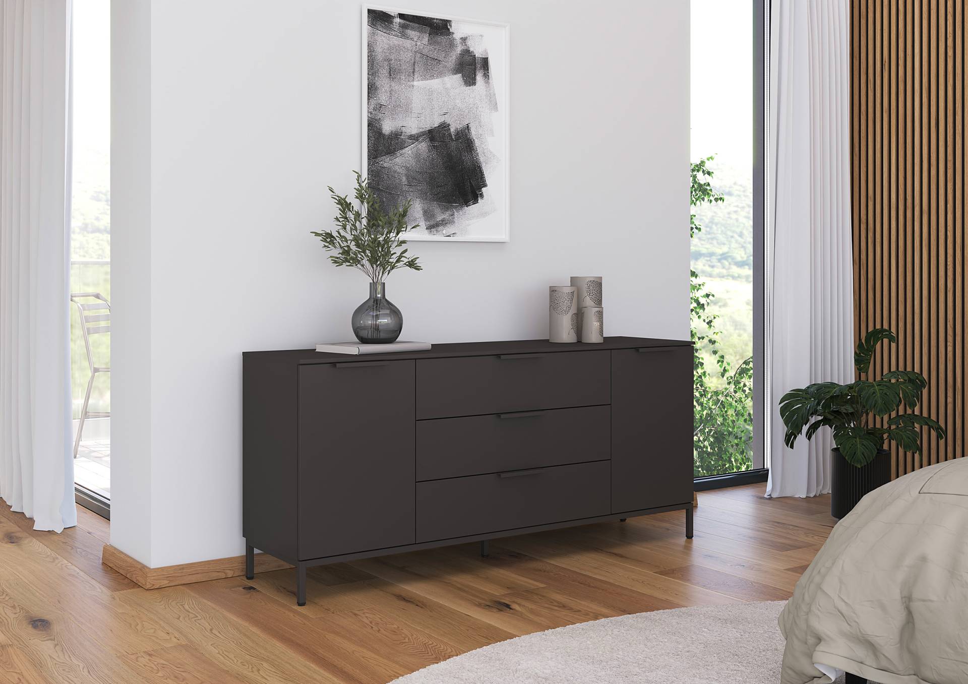 home24 Sideboard mit Gestell - 72 cm 160cm Schwarz home24 Sideboard mit Gestell - 72 cm 160cm Schwarz von home24