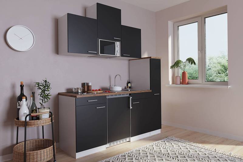 home24 Singleküche Luis III mit Mikrowelle 180cm Schwarz/Braun/Schwarz/Weiß Glaskeramik home24 Singleküche Luis III mit Mikrowelle 180cm Schwarz/Braun/Schwarz/Weiß Glaskeramik von home24