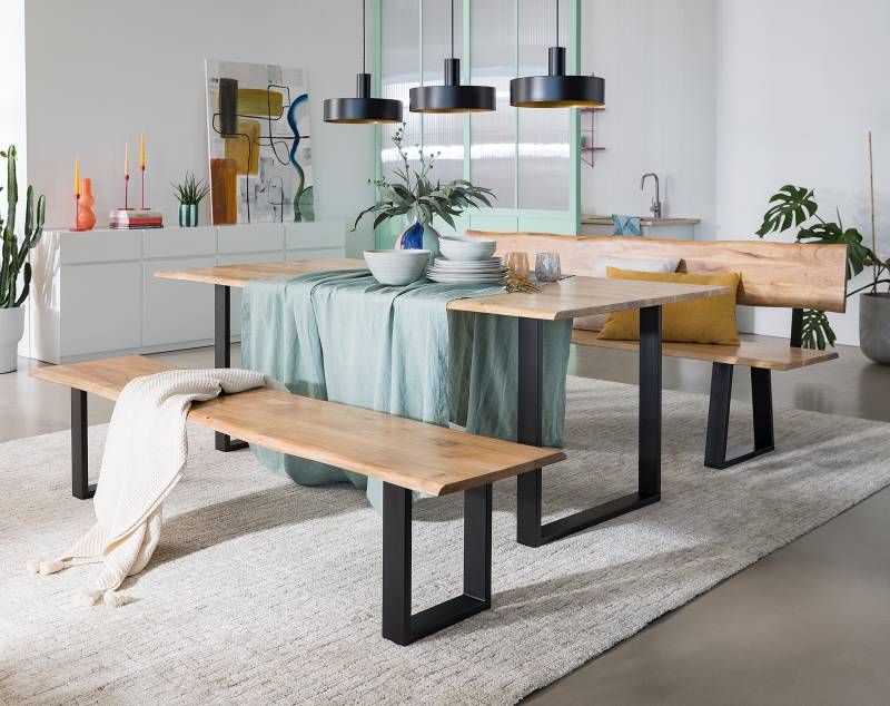 home24 Sitzbank AKAE 200cm Schwarz/Braun von home24