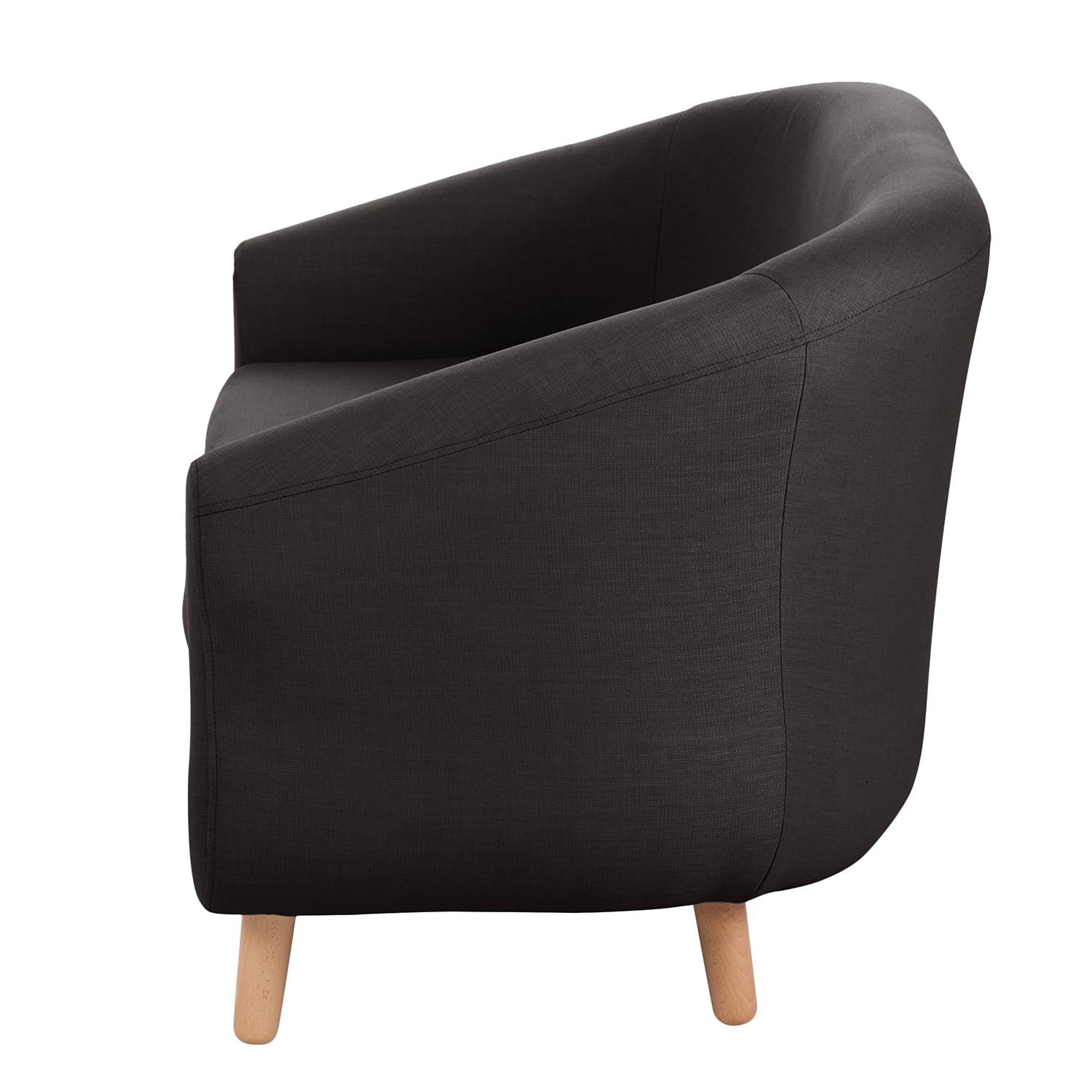 home24 Sofa 2-Sitzer Schwarz Webstoff 140 x 74 x 74cm Skandi von home24
