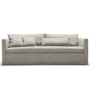 home24 3-Sitzer Sofa mit Husse Grau Flachgewebe Calea 230cm Modern von home24