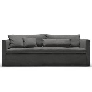 home24 3-Sitzer Sofa mit Husse Grau Flachgewebe Calea 230cm Modern von home24