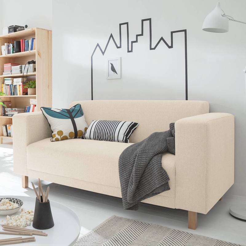 home24 Sofa relax 2-Sitzer Webstoff Beige/Creme Webstoff 177 x 76 x 80cm Modern von home24