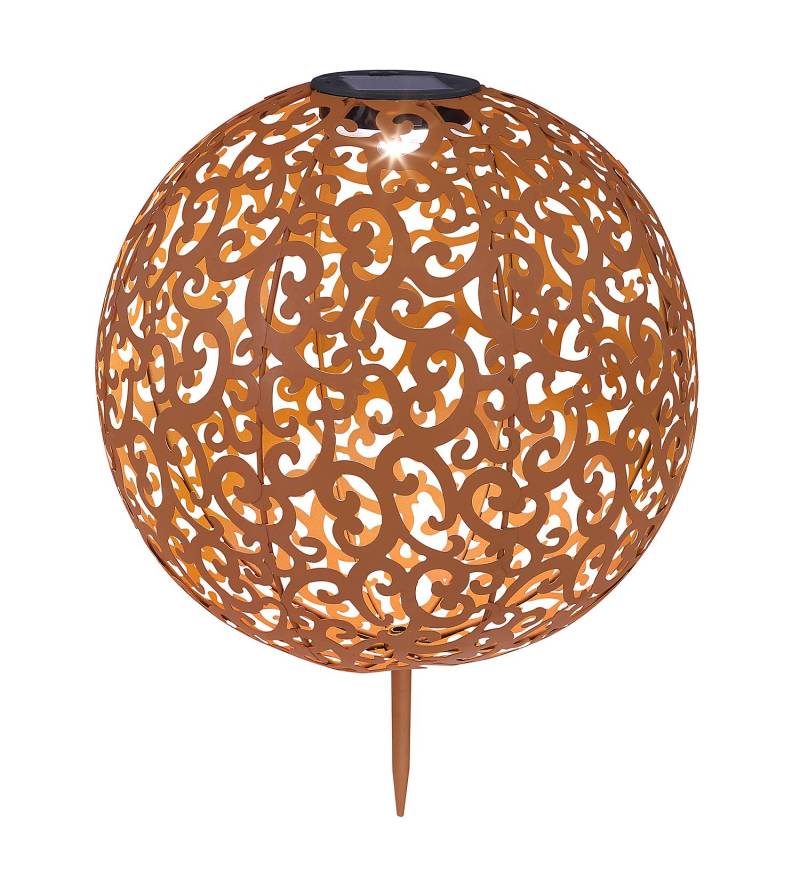 home24 Solarleuchte Mandala Ø 29cm Braun von home24