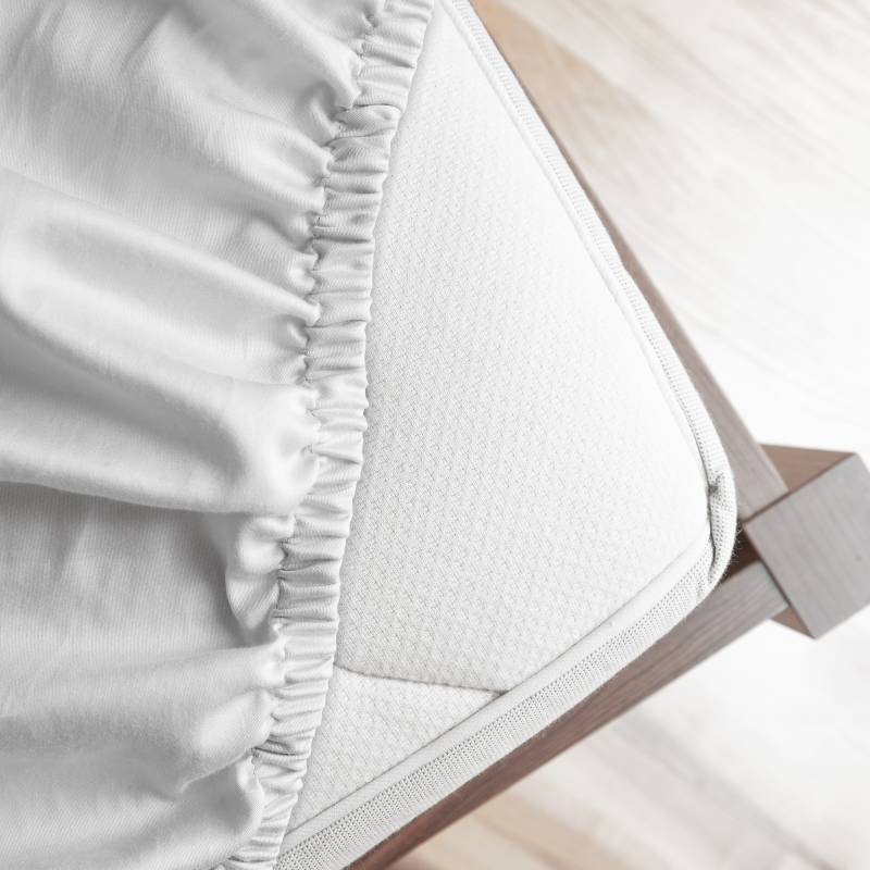 home24 Spannbettlaken Ninat 90 x 200cm Weiß/Weiß von home24