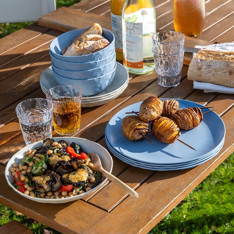 home24 Speiseteller Flach Plate 26 x 1 x 26cm Blau/Blau von home24