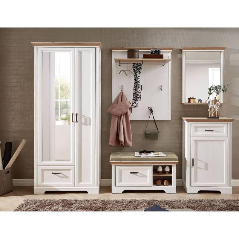 home24 Spiegel 65cm Weiß/Pinie Weiß Dekor Rahmen: MDF Mitteldichte Holzfaserplatte , foliert Ablage & Absetzung: Spanplatte, foliert 65cm von home24