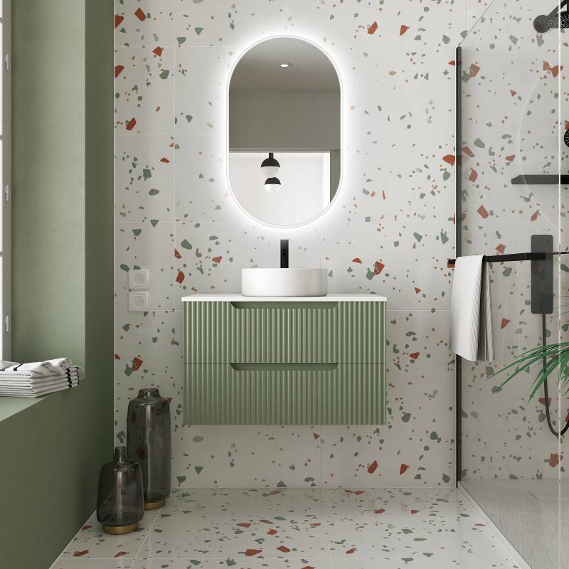 home24 Spiegel Talos oval 51 x 82 x 4cm Weiß/Weiß Glasart: Klarglas Material: Glas 51 x 82 x 4cm von home24