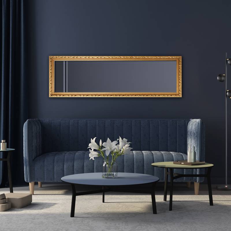 home24 Spiegel Tamba II 150 x 50 x 3cm Gold/Gold Rahmen: Massivholz Eukalyptus, lackiert 150 x 50 x 3cm von home24