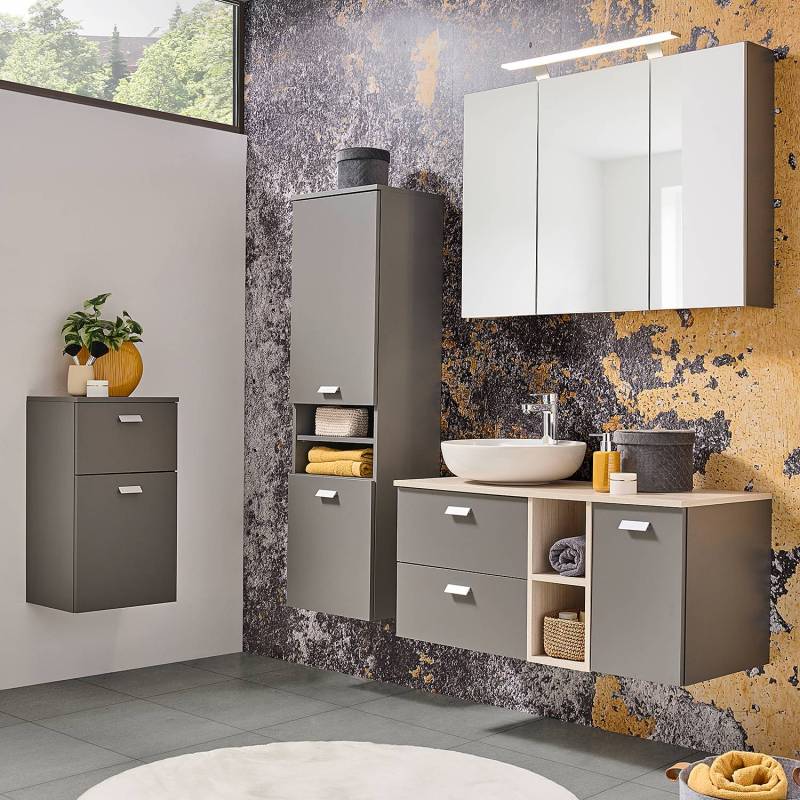 home24 Spiegelschrank 100 x 76 x 16cm Grau Spanplatte, beschichtet 100 x 76 x 16cm von home24
