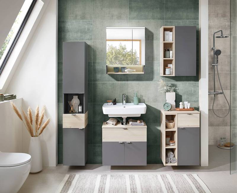 home24 Spiegelschrank 60cm Braun/Grau von home24