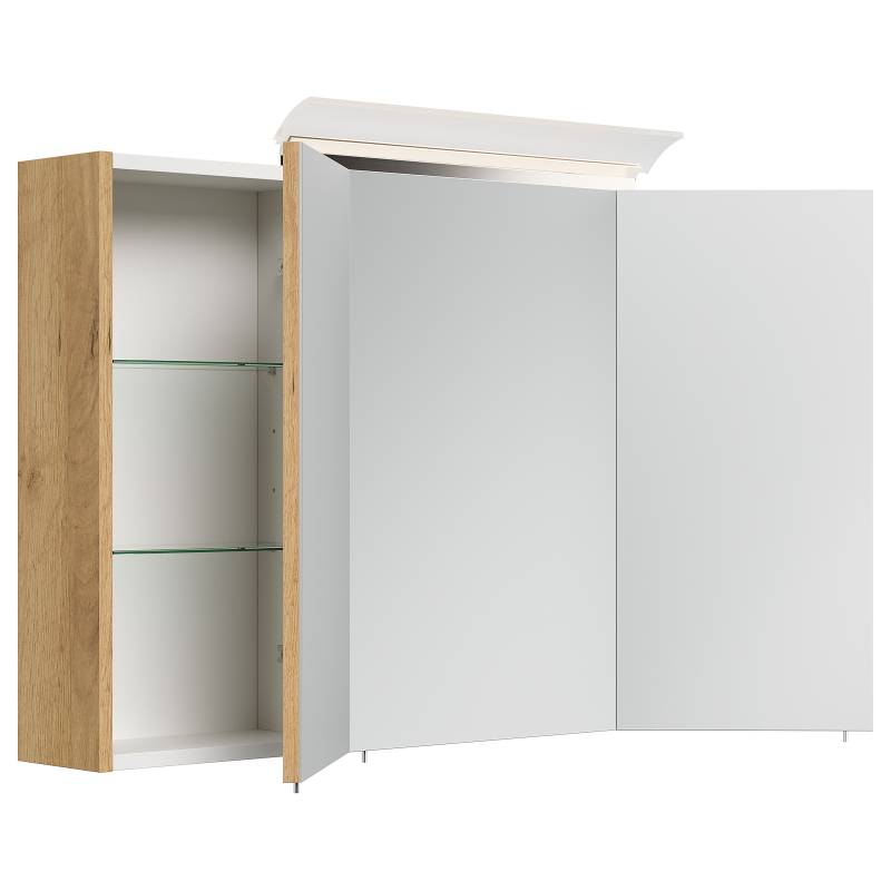 home24 Spiegelschrank Acrylglaslampe 120cm Holz/Eiche Dekor von home24