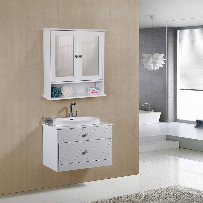 home24 Spiegelschrank III 56 x 58 x 13cm Weiß von home24