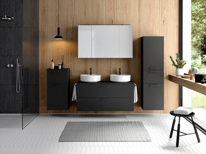 home24 Spiegelschrank MYBA II 120cm Schwarz/Schwarz von home24