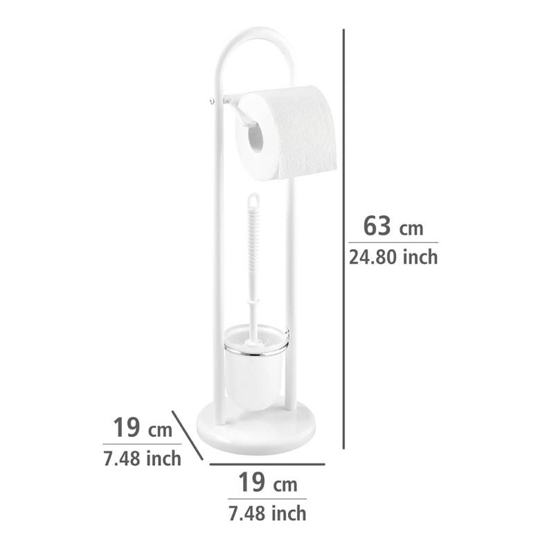 home24 Stand WC-Garnitur Siena Edelstahl Behälter: Polypropylen Weiß/Weiß Ø 19cm von home24