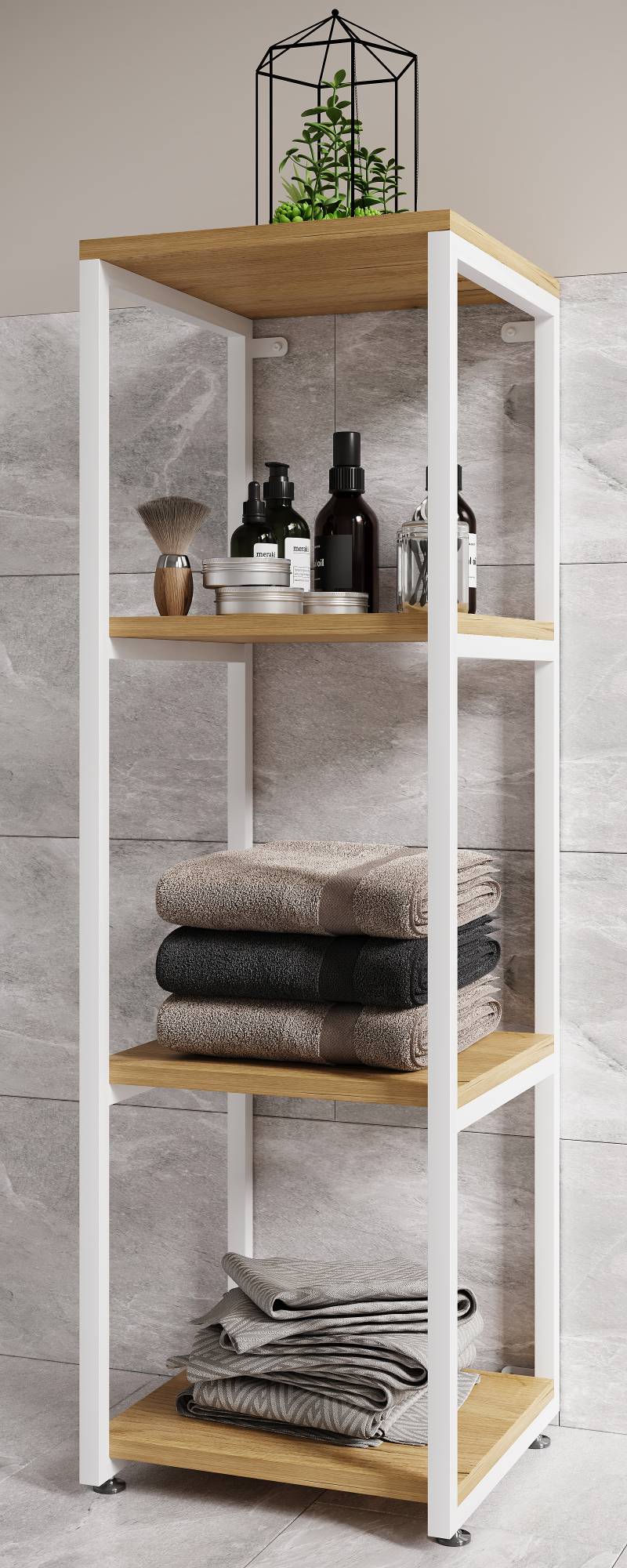 home24 Standregal Bitila 35 x 112 x 35cm Weiß/Weiß/Eiche Dekor home24 Standregal Bitila 35 x 112 x 35cm Weiß/Weiß/Eiche Dekor von home24