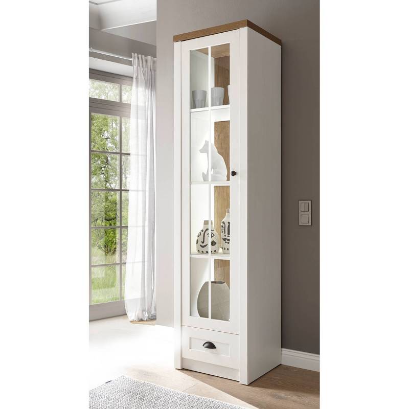 home24 Standvitrine 50 x 198 x 43cm Weiß von home24