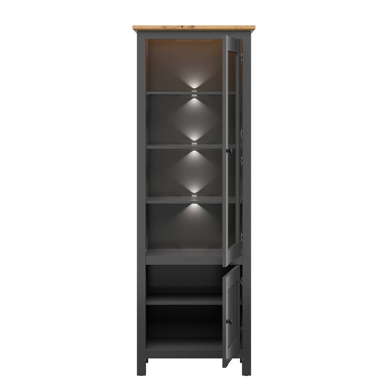 home24 Standvitrine 71 x 203 x 44cm Grau von home24