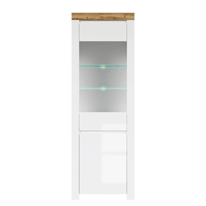 home24 Standvitrine Littick 68 x 42 x 204cm Weiß von home24