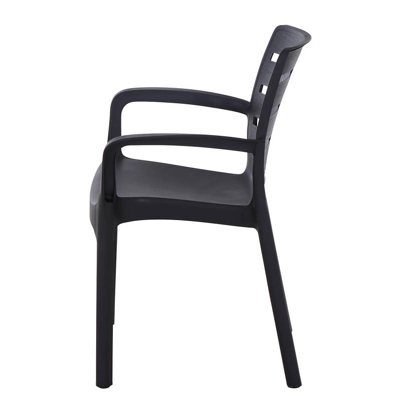 home24 Stapelstuhl Borneo Kunststoffart: Polyester PVC Material: Kunststoff Schwarz/Schwarz 47 x 89 x 50cm von home24