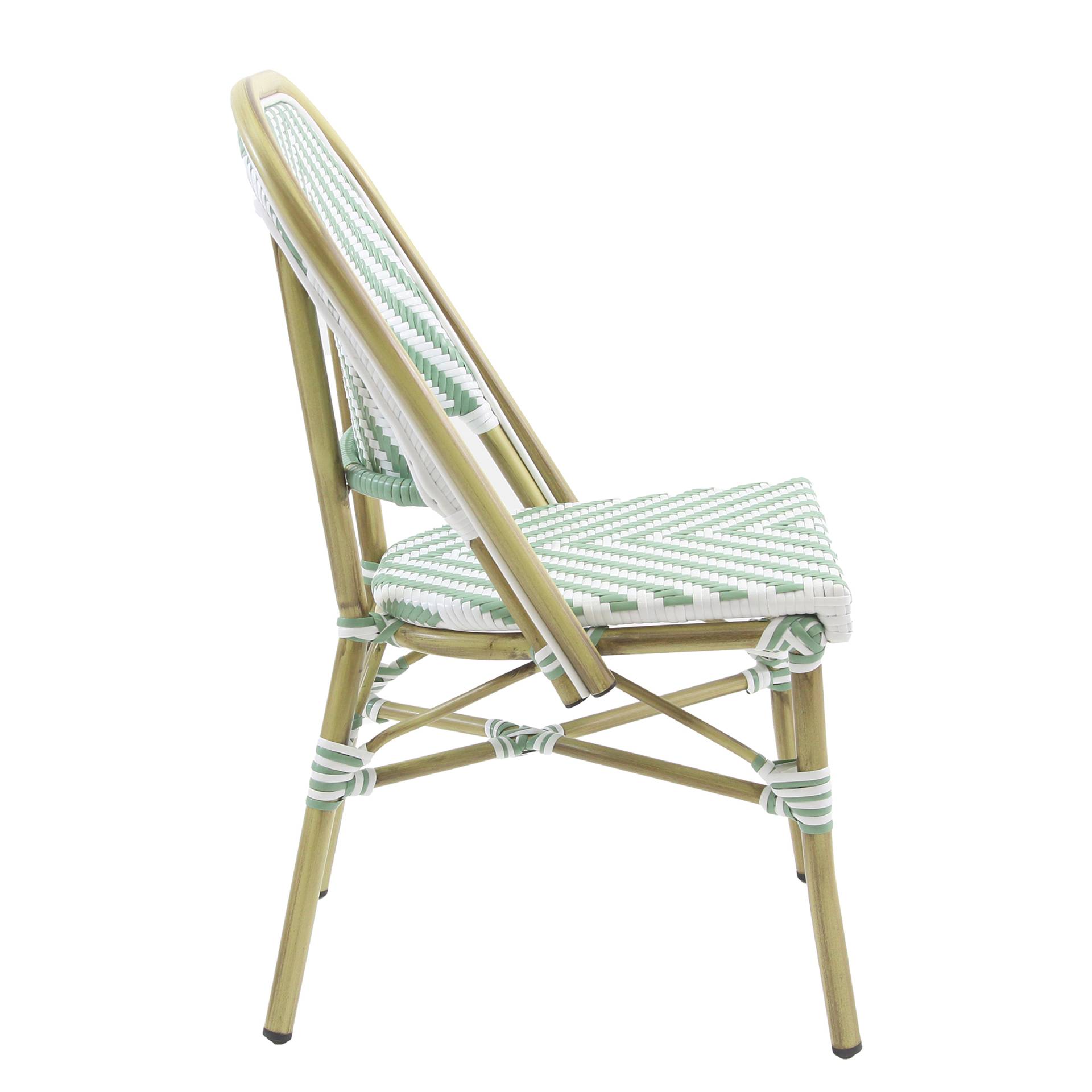 home24 Stapelstuhl Lardin Bezug: Polyethylen-Flachrattan Gestell: Aluminium, pulverbeschichtet Grün/Beige 47 x 90 x 57cm home24 Stapelstuhl Lardin Bezug: Polyethylen-Flachrattan Gestell: Aluminium, pulverbeschichtet Grün/Beige 47 x 90 x 57cm von home24