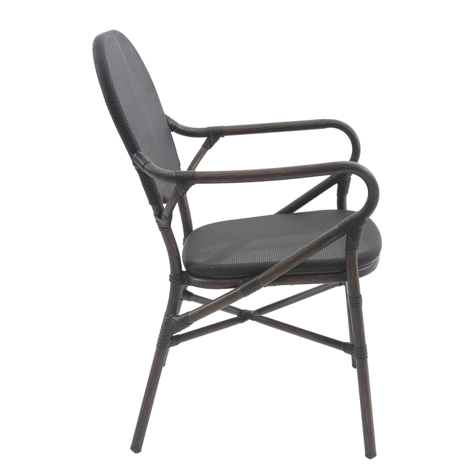 home24 Stapelstuhl Lardin mit Armlehnen Bezug: Textil Gestell: Aluminium, pulverbeschichtet Schwarz/Braun 56 x 89 x 64cm home24 Stapelstuhl Lardin mit Armlehnen Bezug: Textil Gestell: Aluminium, pulverbeschichtet Schwarz/Braun 56 x 89 x 64cm von home24