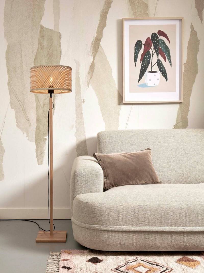 home24 Stehleuchte Java Typ B Ø 32cm Gelb/Beige Material: Bambus E27 von home24