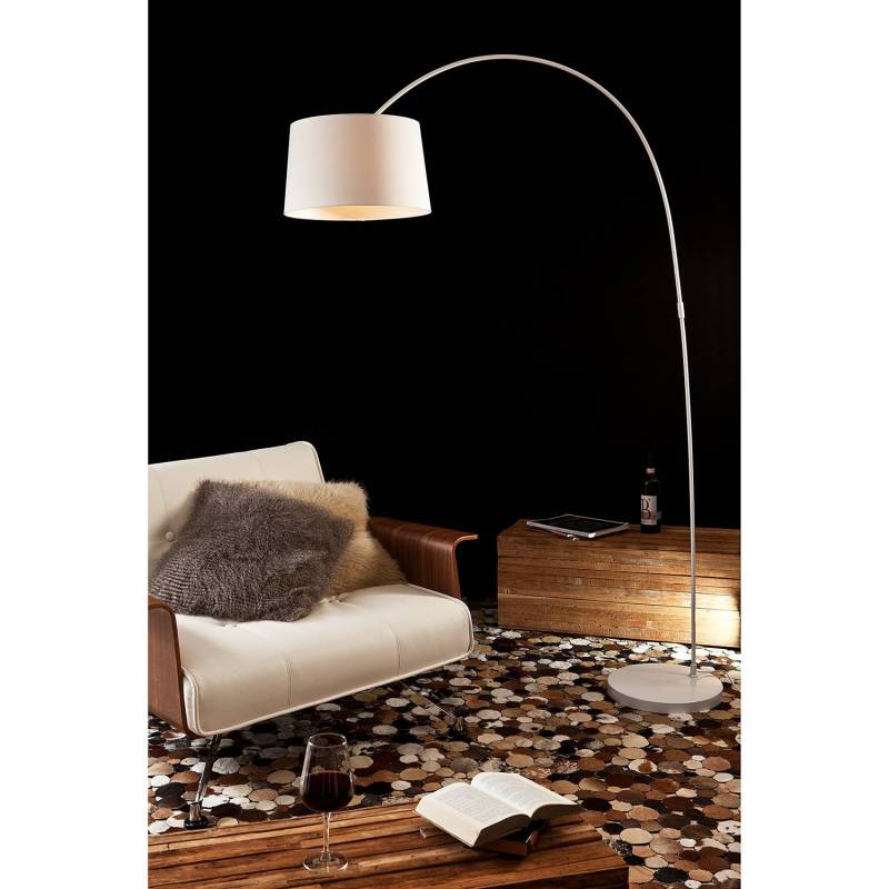home24 Stehleuchte Murg II 135 x 205 x 36cm Weiß Mischgewebe E27 von home24