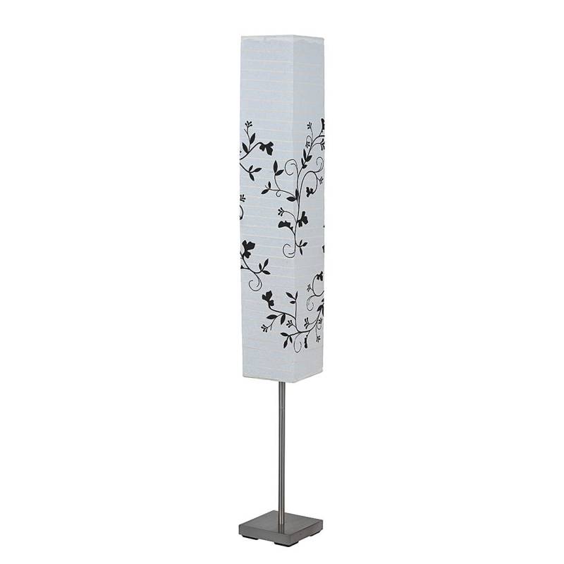 home24 Stehleuchte Sally 18 x 145 x 18cm Weiß/Silber Hauptmaterial: Metall Sekundärmaterial Reispapier E14 von home24