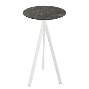 home24 Stehtisch Idomi rund B Tischplatte: Holzverbundplatte, melaminbeschichtet Gestell: Edelstahl, pulverbeschichtet Ø 70cm Multicolor/Marmor Grau von home24