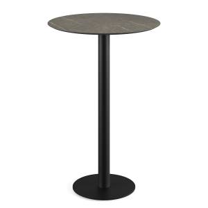 home24 Stehtisch Idomi rund C Tischplatte: Holzverbundplatte, melaminbeschichtet Gestell: Edelstahl, pulverbeschichtet 70 x 109 x 70cm Schwarz/Marmor von home24