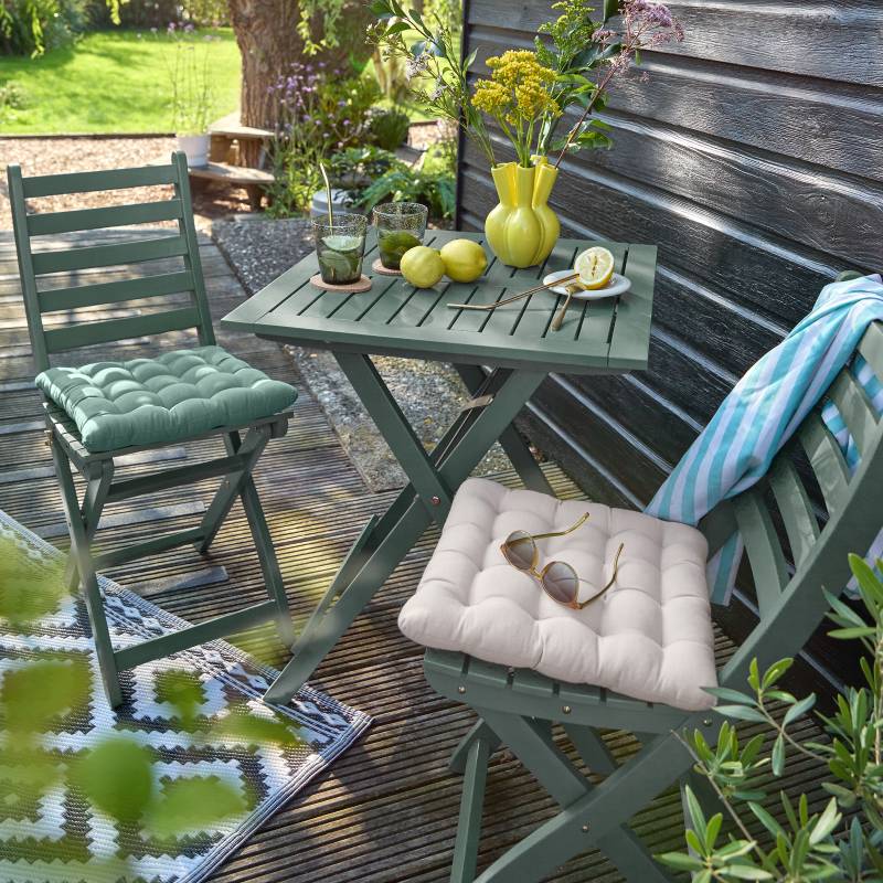 home24 Stuhl 2er-Set Akazienholz Grün 50 x 86 x 36cm von home24