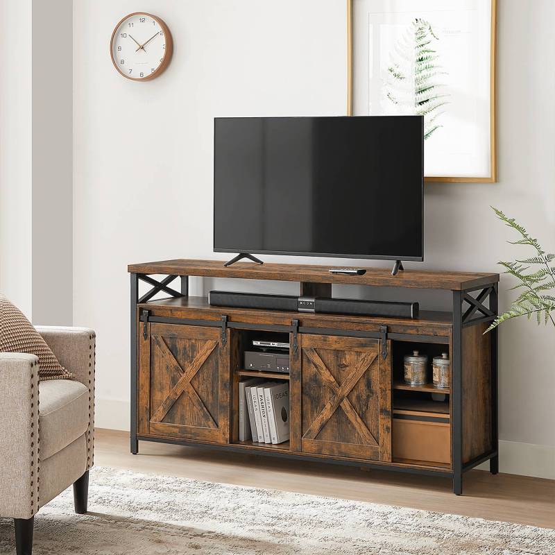 home24 TV-Lowboard Front & Korpus: MDF Mitteldichte Holzfaserplatte , lackiert Gestell: Stahl, lackiert Braun 147 x 76 x 40cm von home24