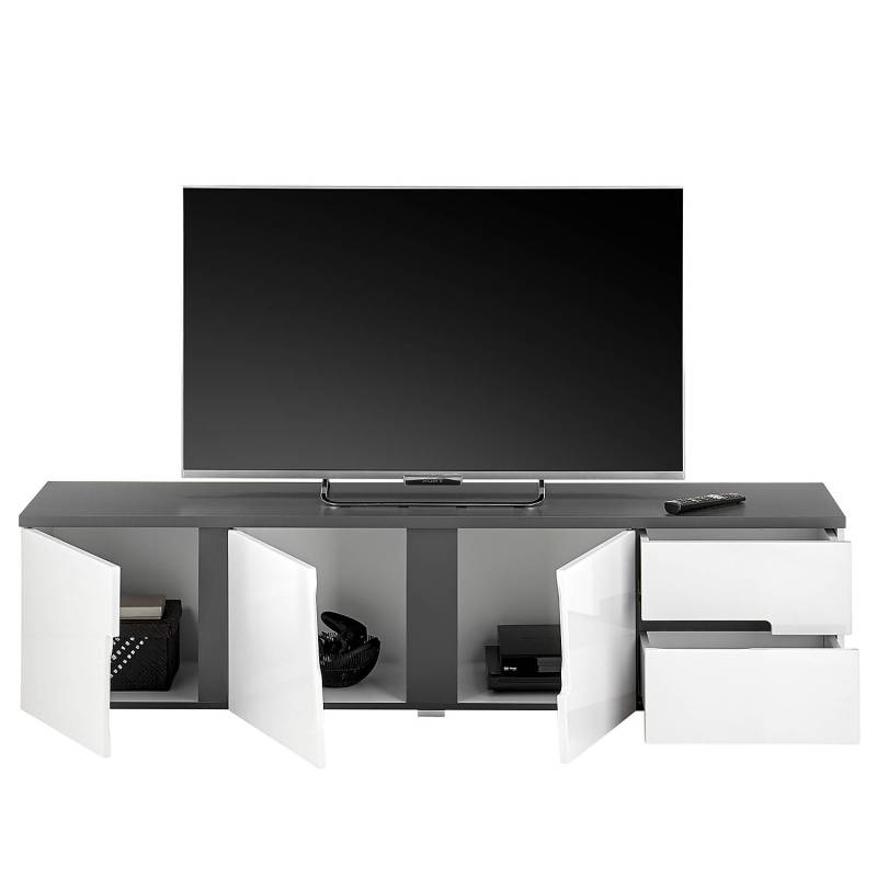 home24 TV-Lowboard Front: MDF Mitteldichte Holzfaserplatte , beschichtet Korpus: Spanplatte, beschichtet Weiß 176 x 44 x 38cm von home24