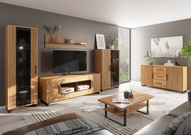 home24 TV-Lowboard Front: Massivholz Eiche, lackiert Korpus: Spanplatte, furniert Braun 190 x 60 x 45cm home24 TV-Lowboard Front: Massivholz Eiche, lackiert Korpus: Spanplatte, furniert Braun 190 x 60 x 45cm von home24