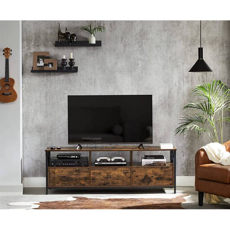 home24 TV-Lowboard I Front & Korpus: Spanplatte, beschichtet Gestell: Metall, pulverbeschichtet Braun 147 x 50 x 40cm von home24