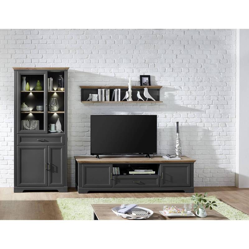 home24 TV-Lowboard II MDF Mitteldichte Holzfaserplatte , foliert Grau/Graphit 193 x 54 x 51cm von home24