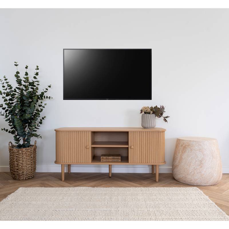home24 TV-Lowboard Idozawa Front & Korpus: MDF Mitteldichte Holzfaserplatte , foliert Beine: Massivholz Pinie, lackiert Braun/Beige 113 x 52 x 40cm von home24