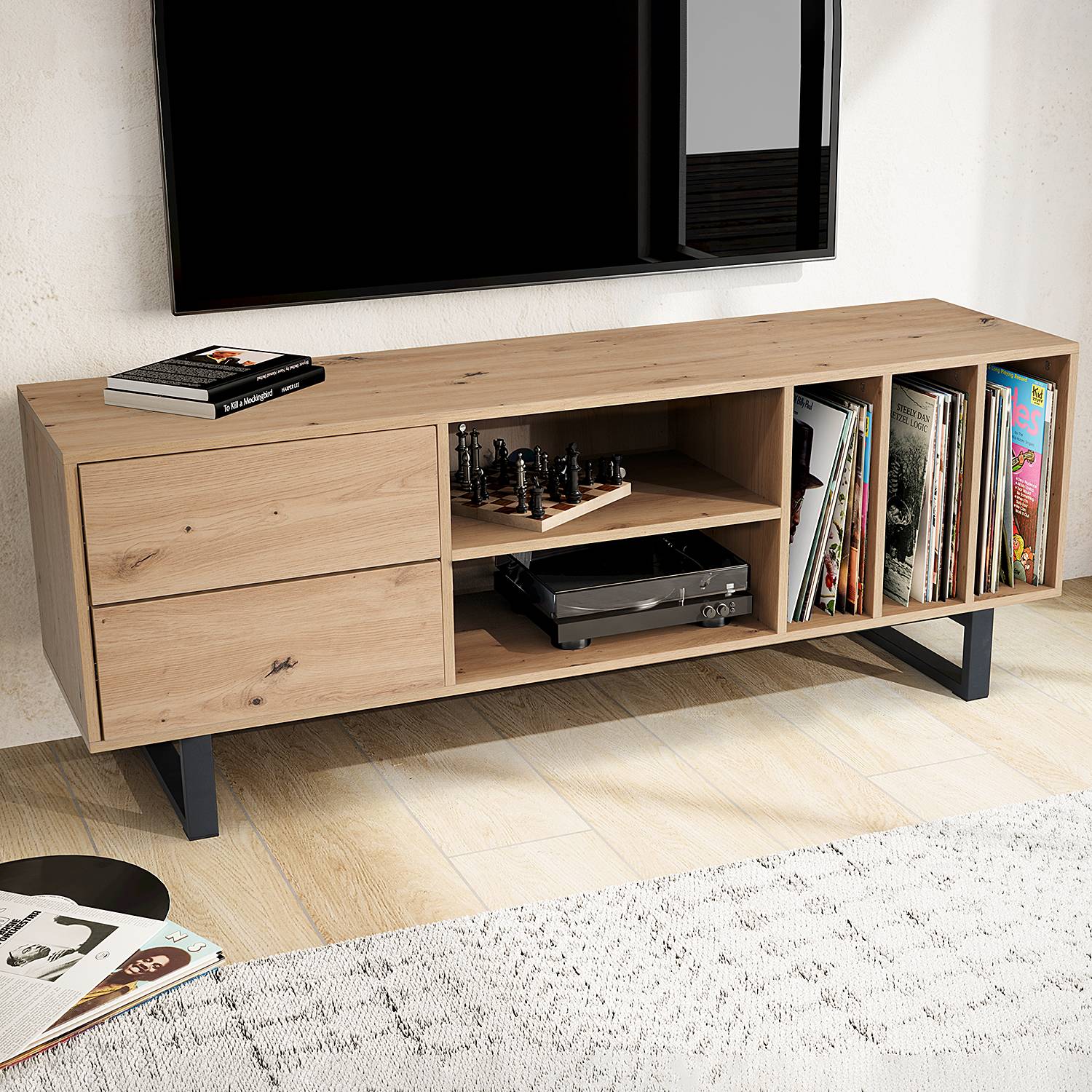 home24 TV-Lowboard Loheta Spanplatte, foliert Braun/Eiche Dekor 150 x 55 x 40cm home24 TV-Lowboard Loheta Spanplatte, foliert Braun/Eiche Dekor 150 x 55 x 40cm von home24