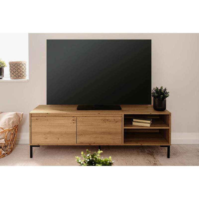 home24 TV-Lowboard MDF Mitteldichte Holzfaserplatte , beschichtet Braun 150 x 49 x 40cm von home24