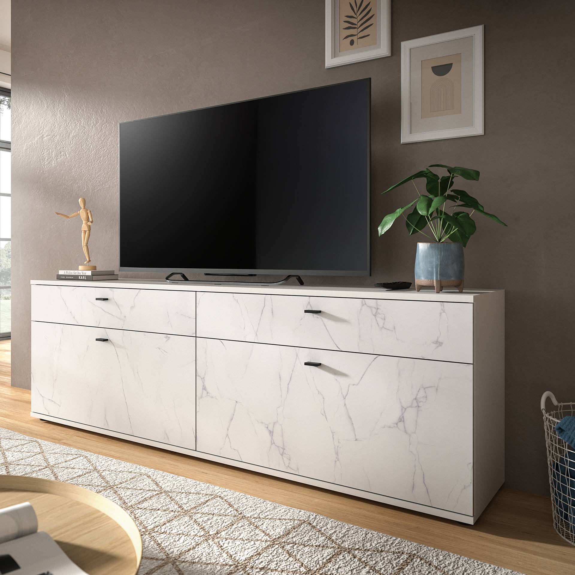 home24 TV-Lowboard MDF Mitteldichte Holzfaserplatte , beschichtet Weiß 180 x 62 x 40cm home24 TV-Lowboard MDF Mitteldichte Holzfaserplatte , beschichtet Weiß 180 x 62 x 40cm von home24