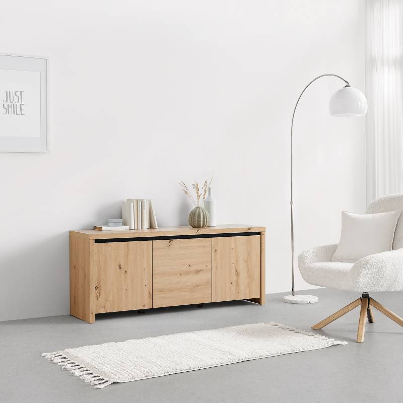 home24 TV-Lowboard Neolgol Spanplatte, foliert Braun 143 x 61 x 32cm von home24