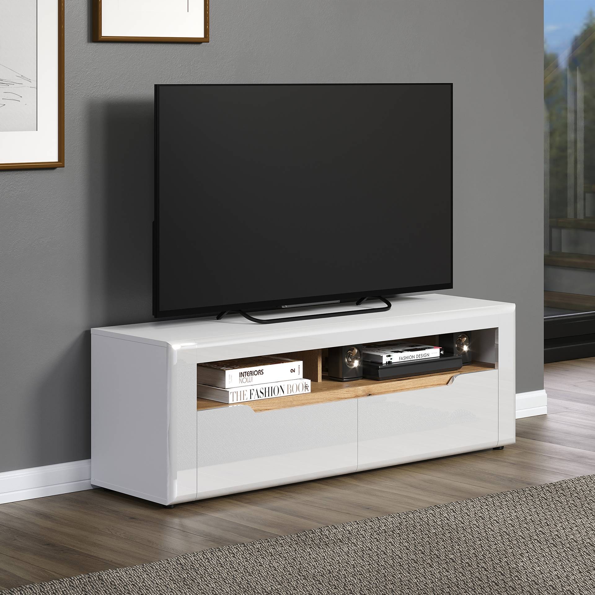 home24 TV-Lowboard Spanplatte, beschichtet Braun/Weiß 150 x 50 x 39cm home24 TV-Lowboard Spanplatte, beschichtet Braun/Weiß 150 x 50 x 39cm von home24