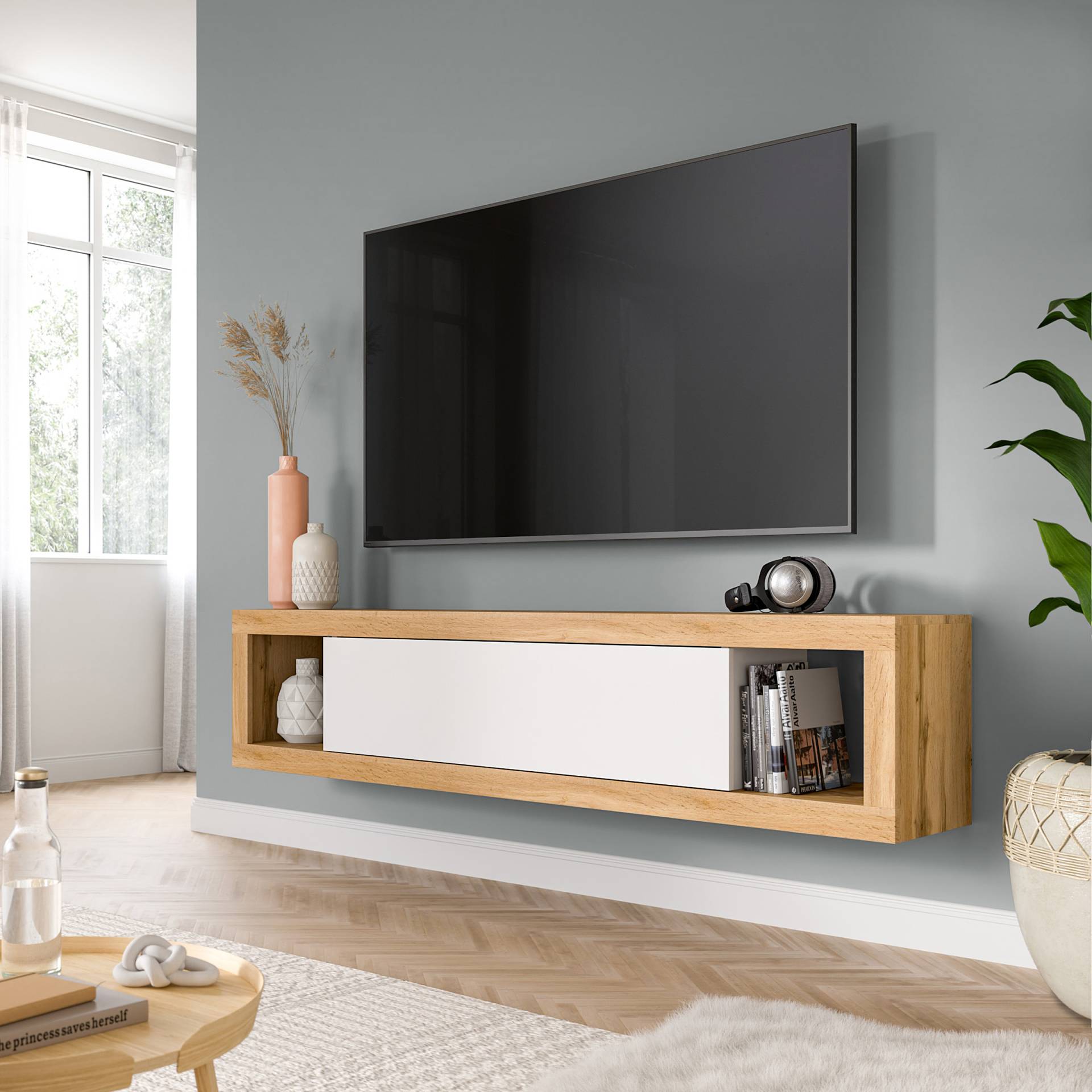 home24 TV-Lowboard Spanplatte, beschichtet Braun/Weiß 180cm home24 TV-Lowboard Spanplatte, beschichtet Braun/Weiß 180cm von home24