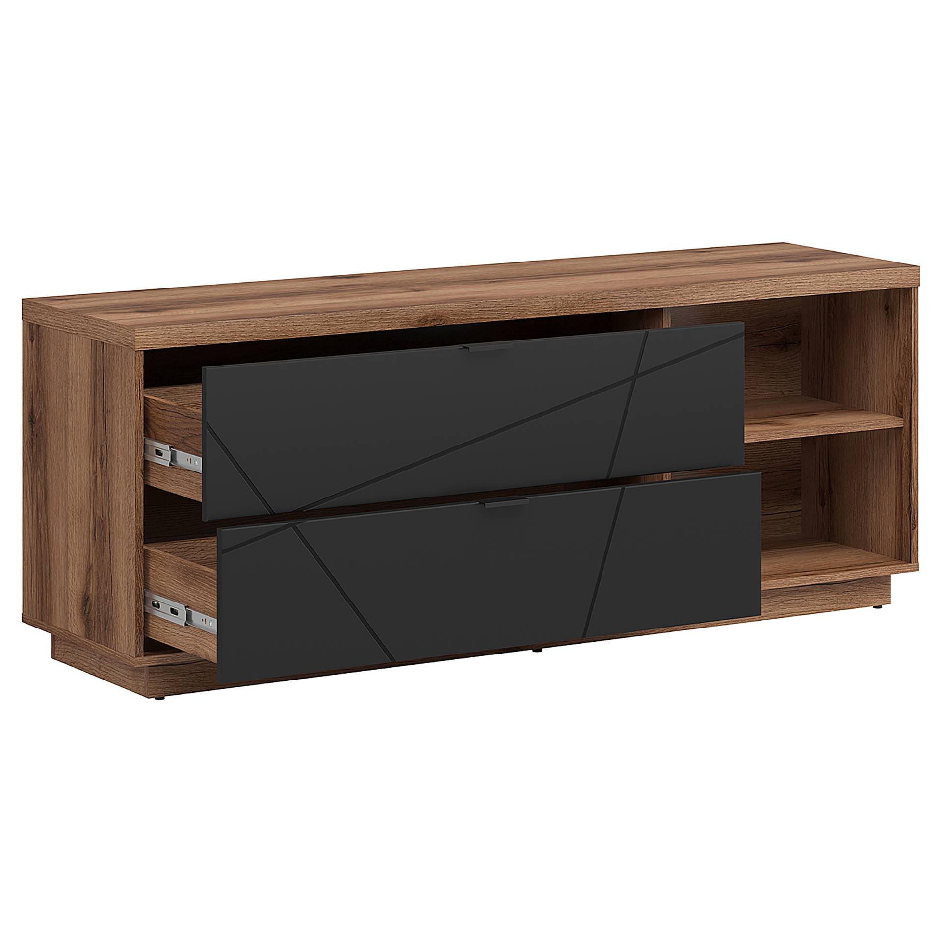 home24 TV-Lowboard Spanplatte, foliert Braun/Eiche Dunkel Dekor/Schwarz 156 x 61 x 42cm home24 TV-Lowboard Spanplatte, foliert Braun/Eiche Dunkel Dekor/Schwarz 156 x 61 x 42cm von home24