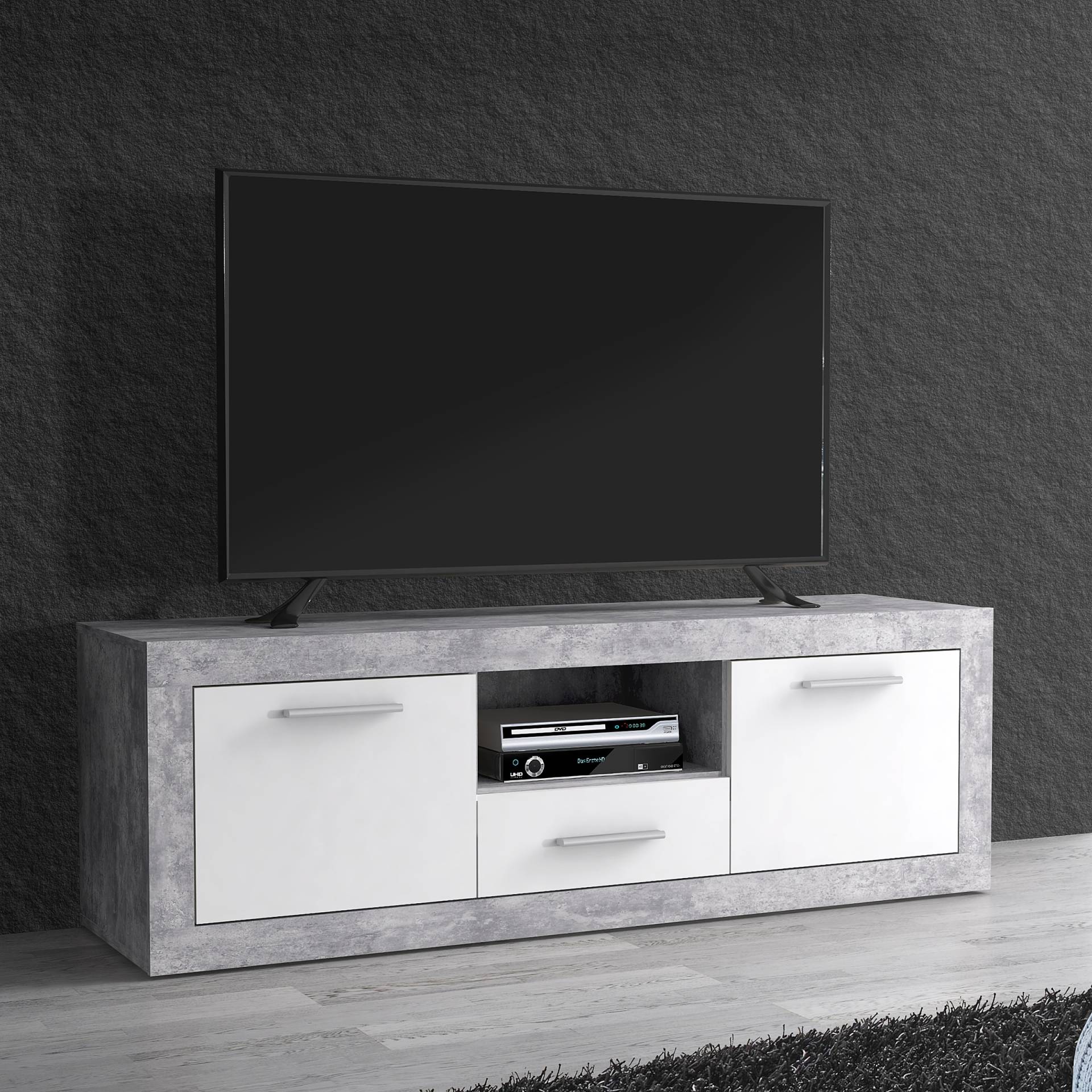 home24 TV-Lowboard Spanplatte, foliert Grau/Weiß/Beton Dekor 148 x 50 x 41cm home24 TV-Lowboard Spanplatte, foliert Grau/Weiß/Beton Dekor 148 x 50 x 41cm von home24