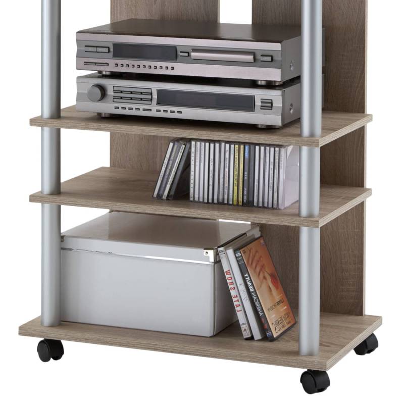 home24 TV-Rack Paila Rückwand & Ablagen: Spanplatte, melaminbeschichtet Stangen: Metall, lackiert Braun 65 x 85 x 40cm von home24
