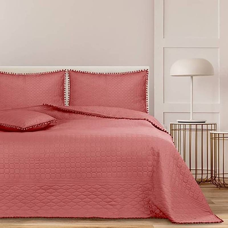 home24 Tagesdecke 170 x 210cm Pink/Altrosa Polyester von home24