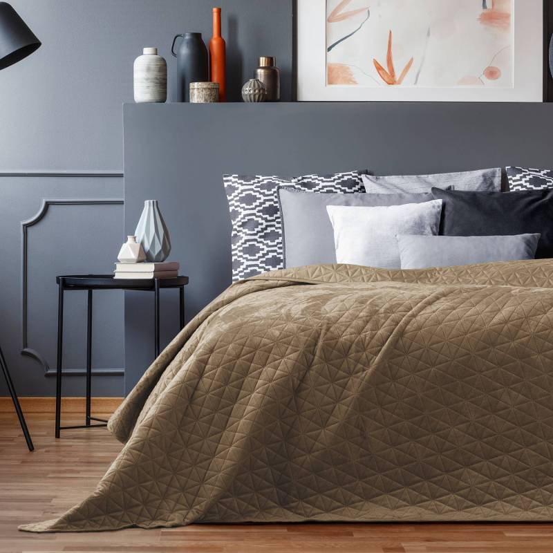 home24 Tagesdecke Aila II 220 x 240cm Beige/Cappuccino Webstoff von home24