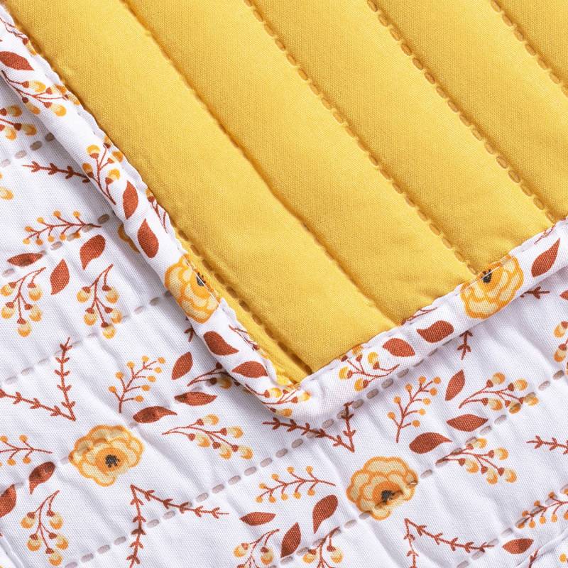 home24 Tagesdecke Olky 260 x 280cm Weiß/Orange/Weiß Microfaser von home24